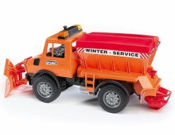 BRUDER 2572 Oranžové AUTO MB Unimog sypač, zimní údržba